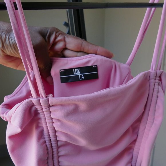 Bubble Gum Pink Ruched Bodycon Mini Dress Small - Picture 10 of 12